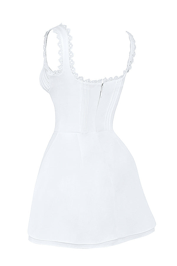 white pin tuck mini dress