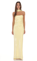 Strapless Fitted Maxi Dress With Chocker Style Scarf
