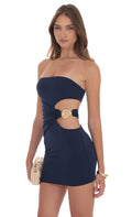 Conch Cutout Bodycon Dress in Navy