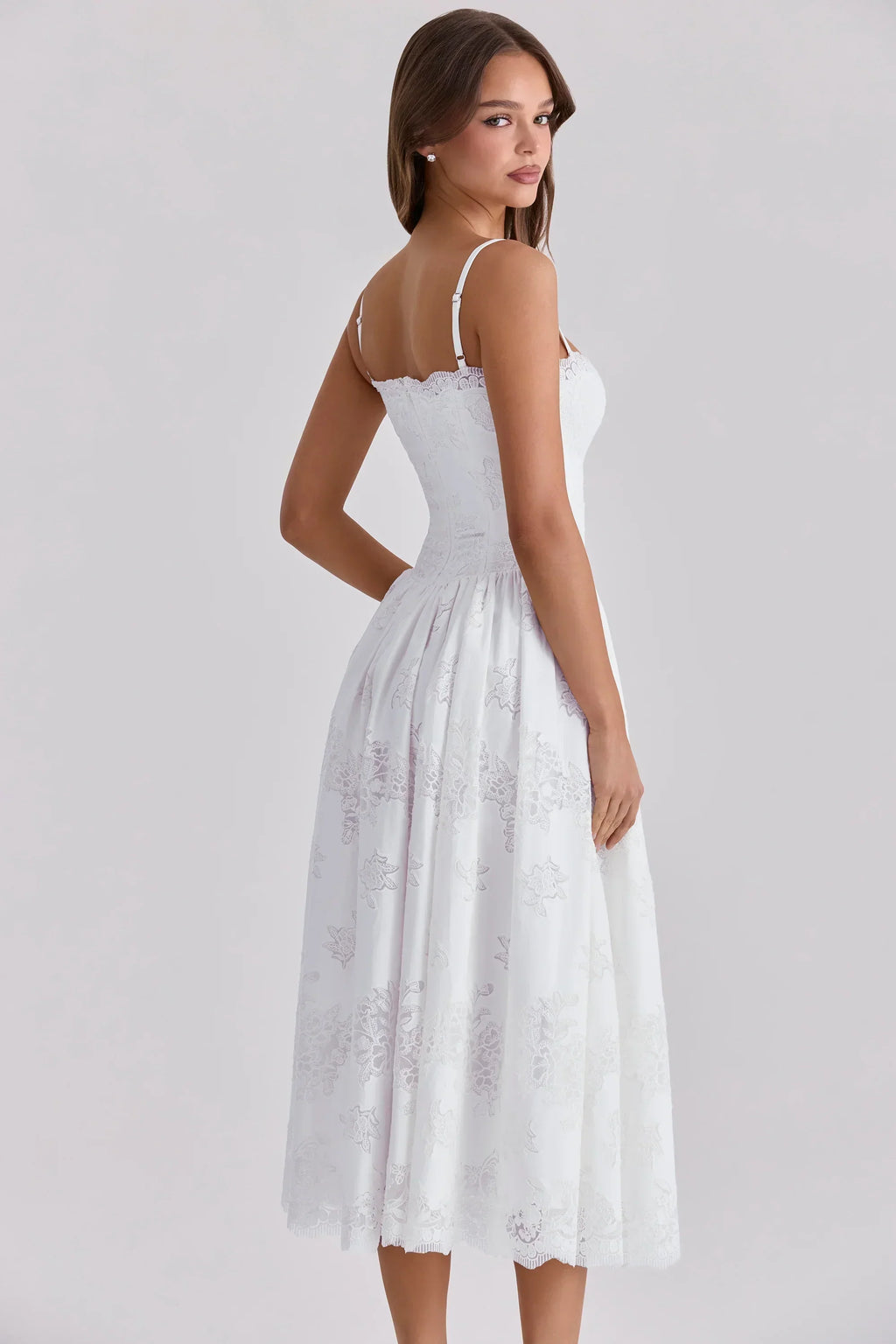White Custom Lace + Cotton Midi Sundress