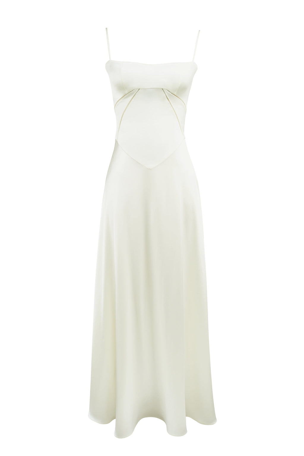 ivory satin lace up maxi dress
