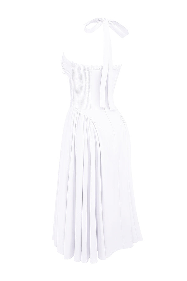 white cotton halter sundress