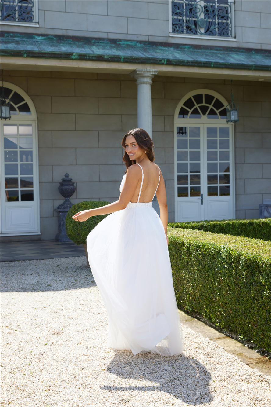 Glistening Moments Tulle Maxi Dress White