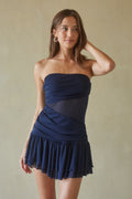 Eilish Ruched Mesh Mini Dress