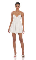 Corset Fit and Flare Dress in White