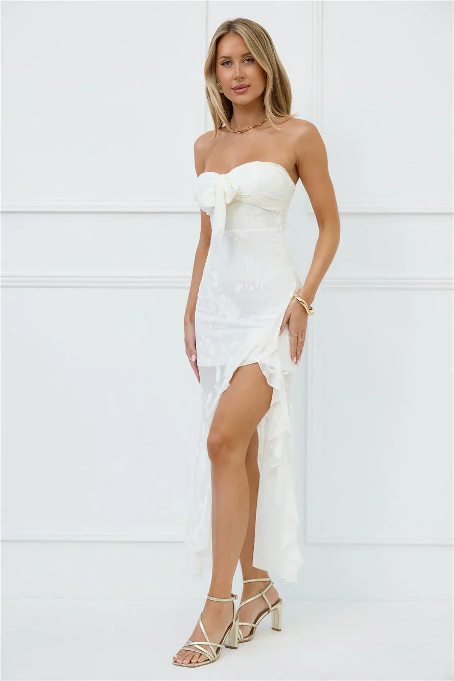 Pretty Moods Only Strapless Maxi Dress White