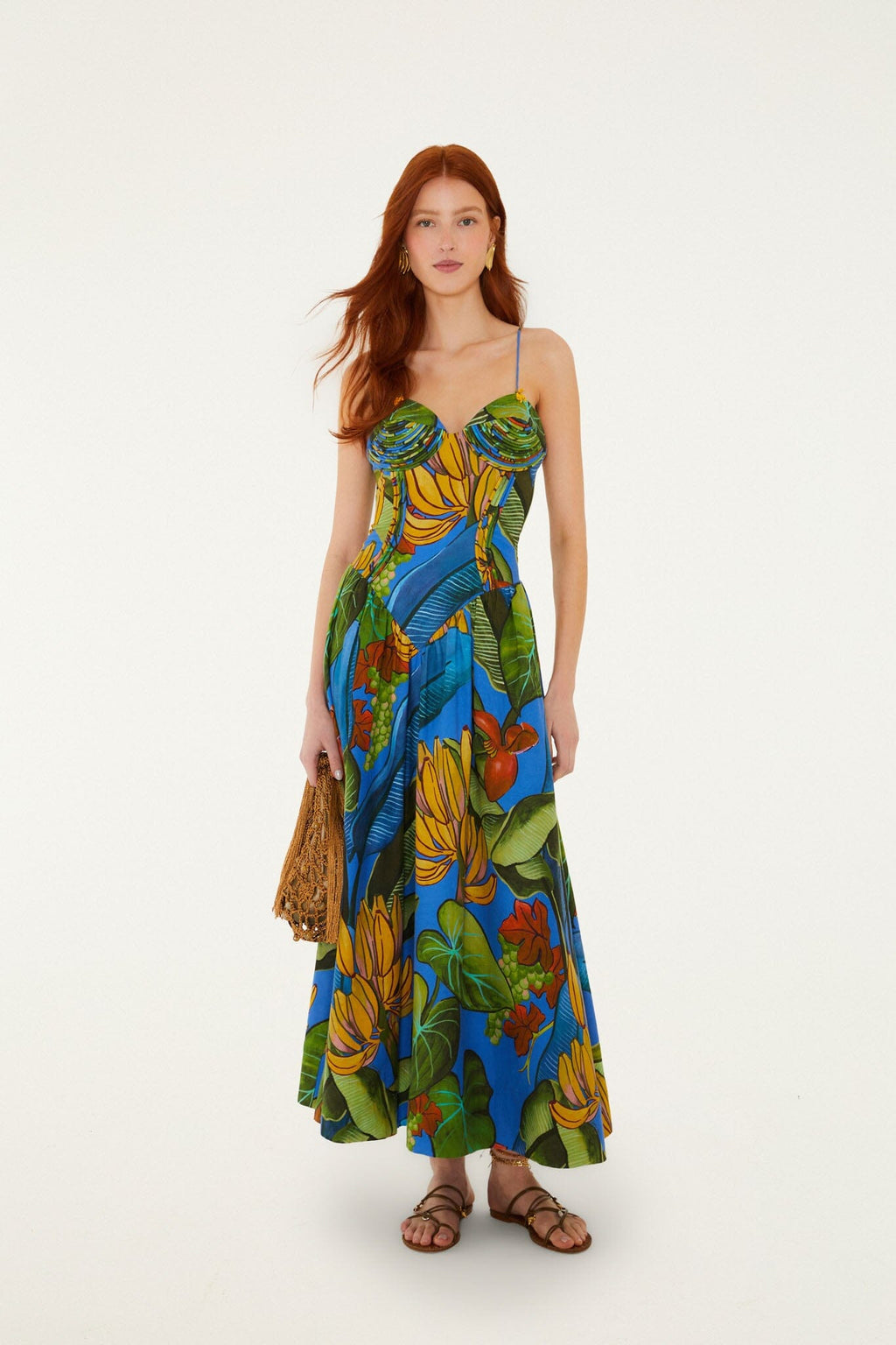 Blue Banana Grapes 3d Bodice Sleeveless Maxi Dress