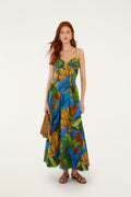 Blue Banana Grapes 3d Bodice Sleeveless Maxi Dress