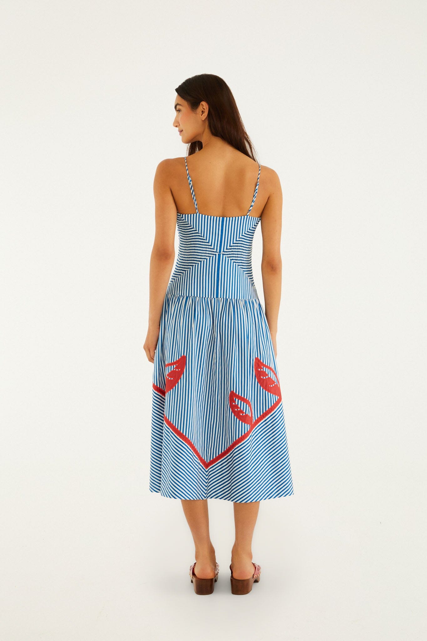 Blue Sky Stripes Sleeveless Midi Dress