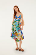 Multicolor Garden Of Life Back Ties Midi Dress