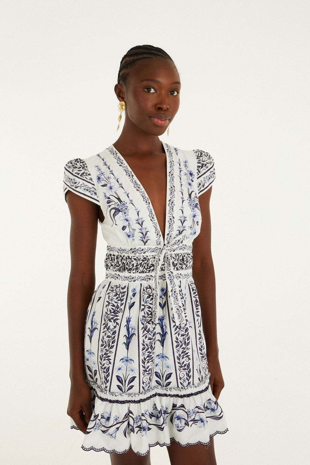 Off-White Flowers Arch Ruffled Mini Dress