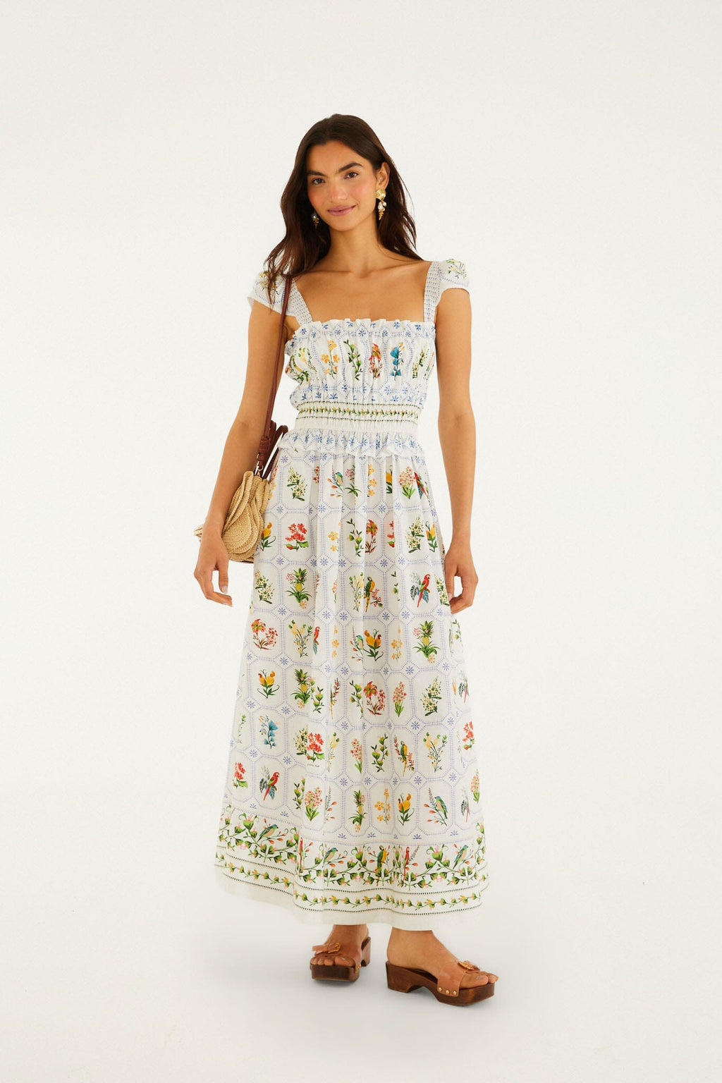 Off-White Tropical Porcelain  Maxi Dress
