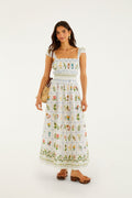 Off-White Tropical Porcelain  Maxi Dress