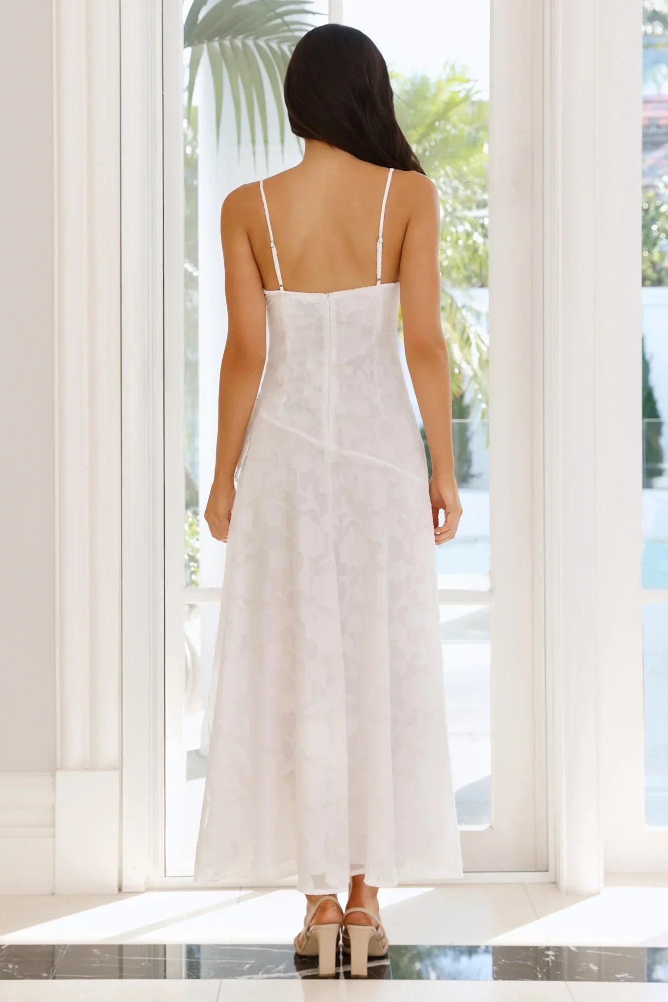 Sapphire Cascade Midi Dress White