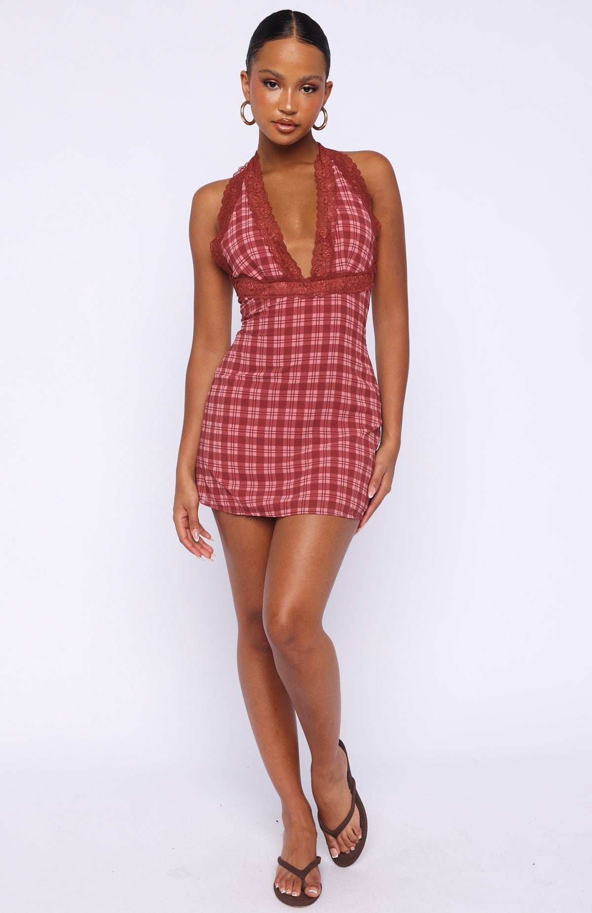 A Girl's Girl Mini Dress Berry Plaid
