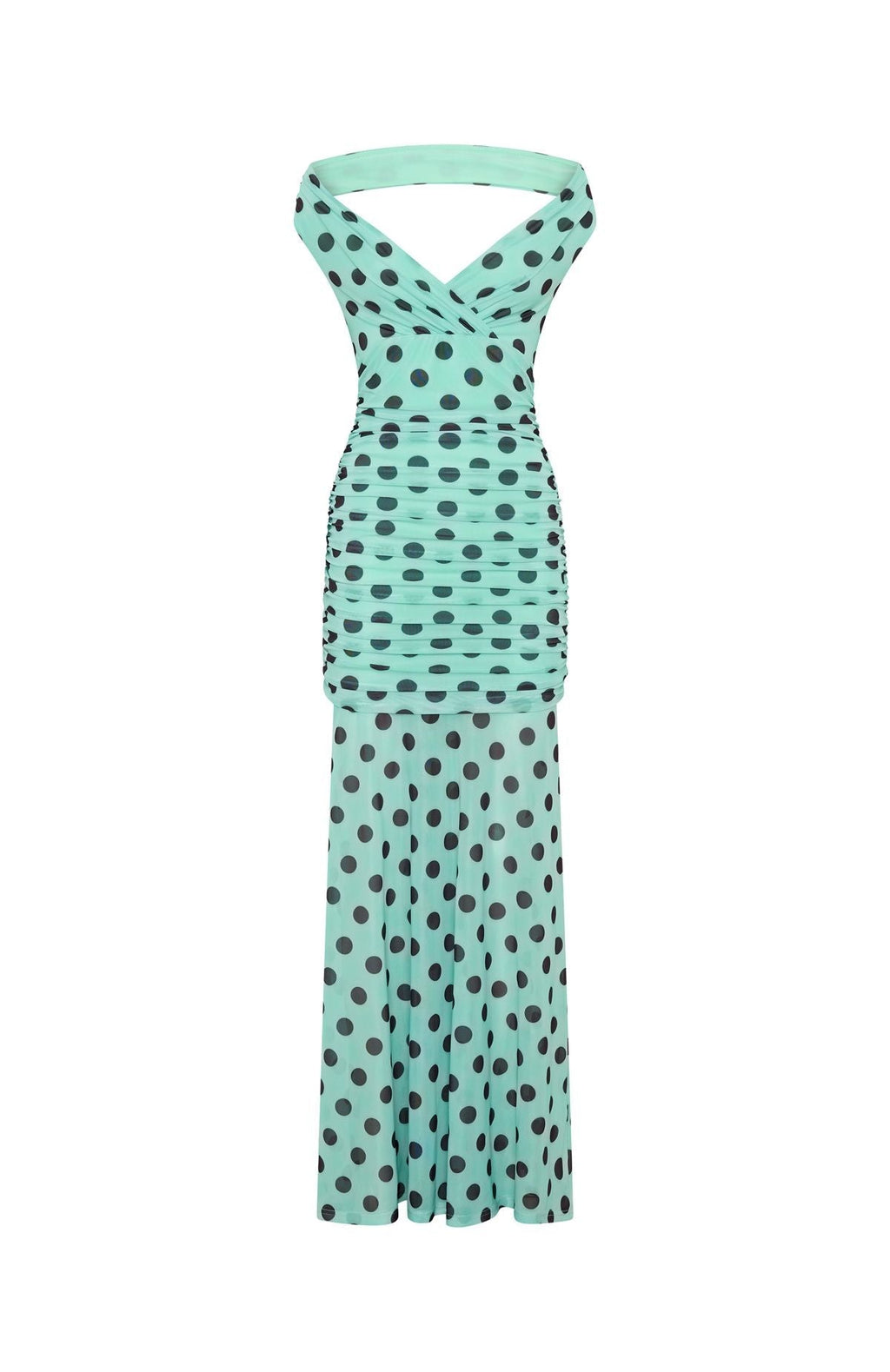 Sweet And Chic Maxi Dress Aqua Polka Dot