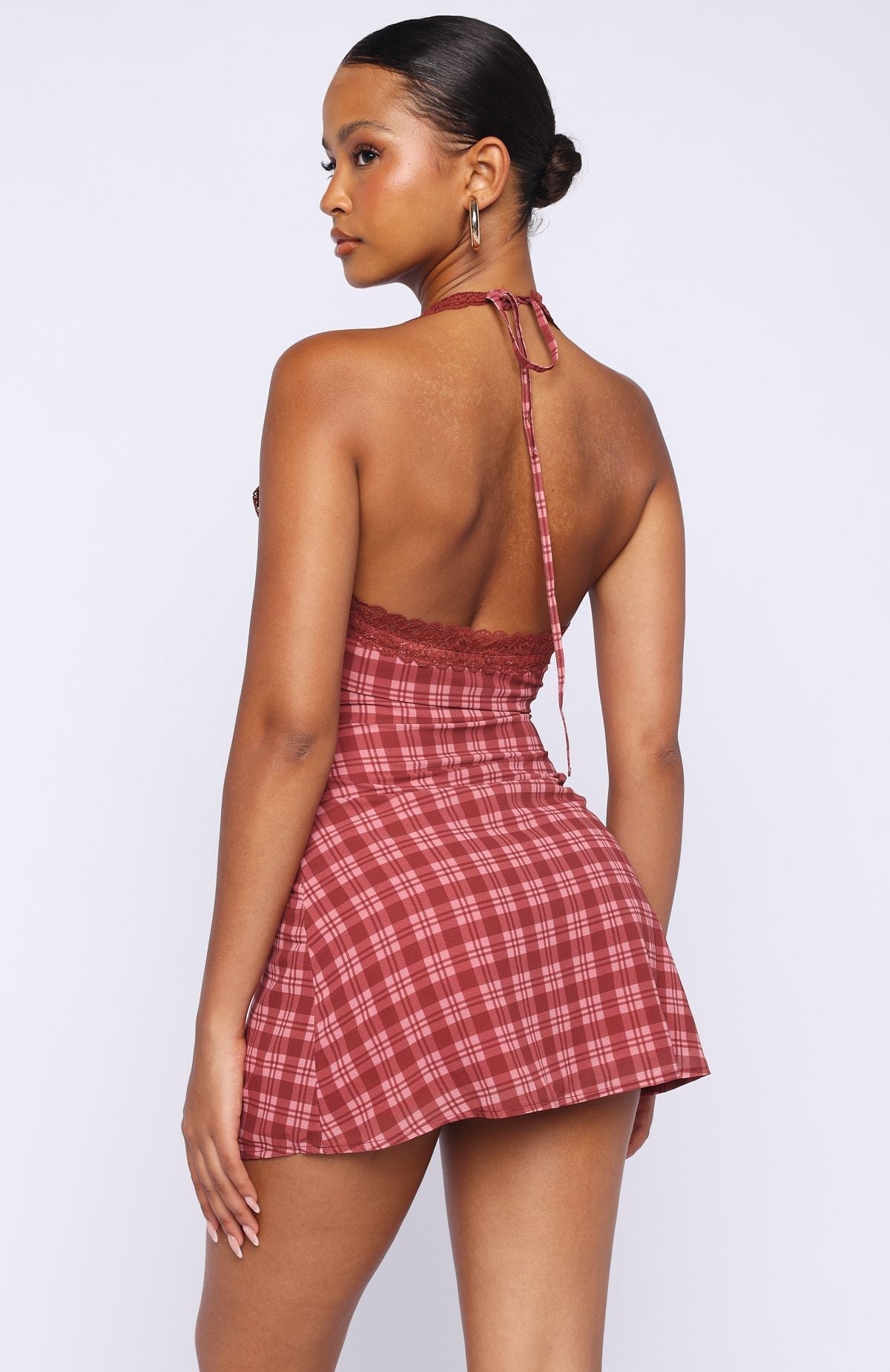 A Girl's Girl Mini Dress Berry Plaid
