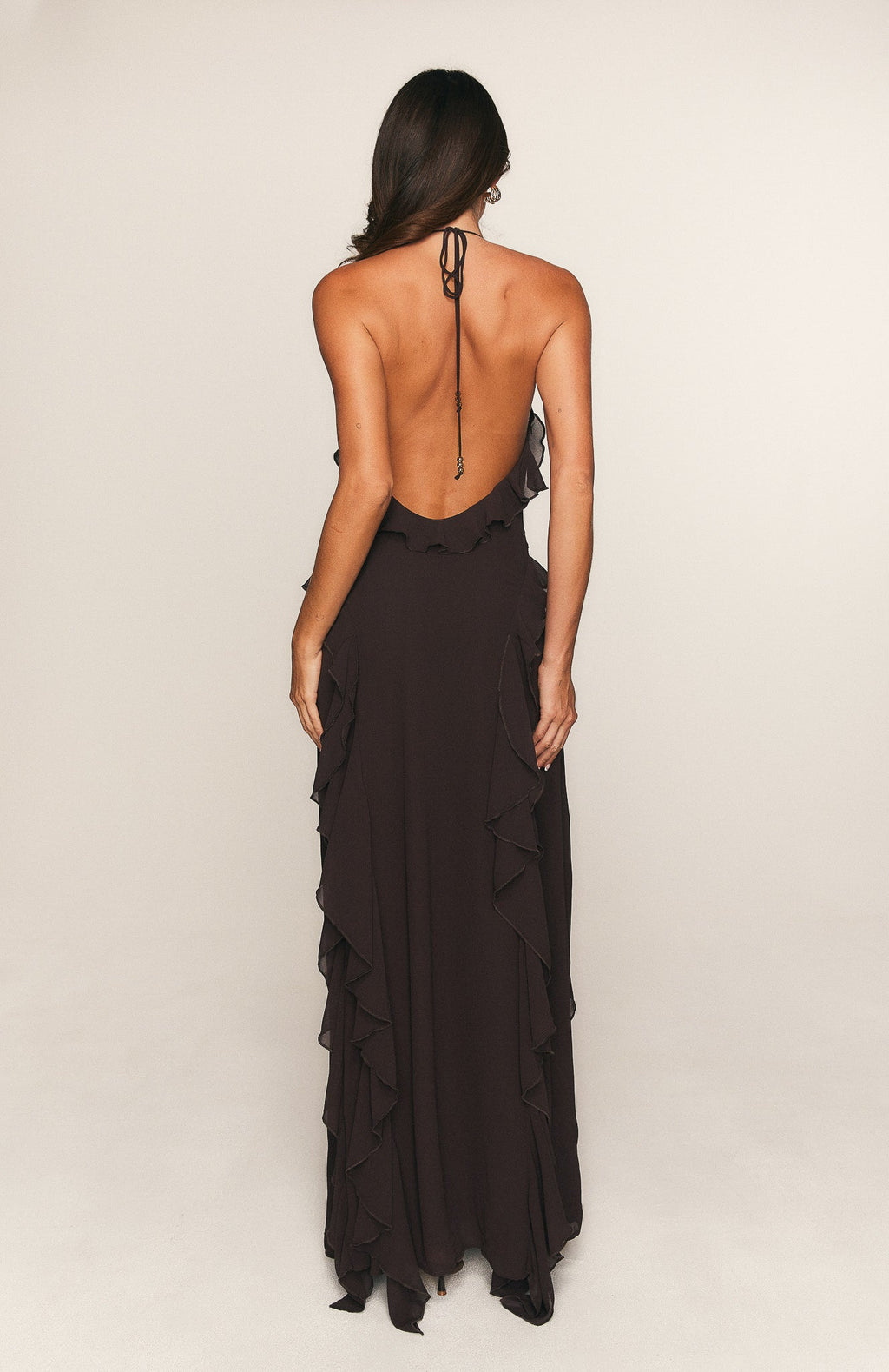 Control The Vibe Halter Maxi Dress Chocolate