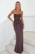 Kiss The Girl Strapless Maxi Dress Chocolate