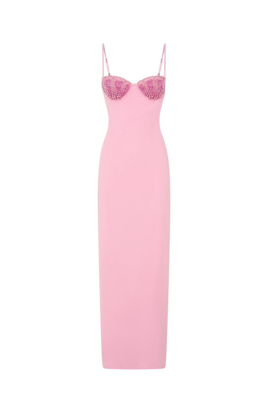 Motel Mermaid Beaded Maxi Dress Candy Pink