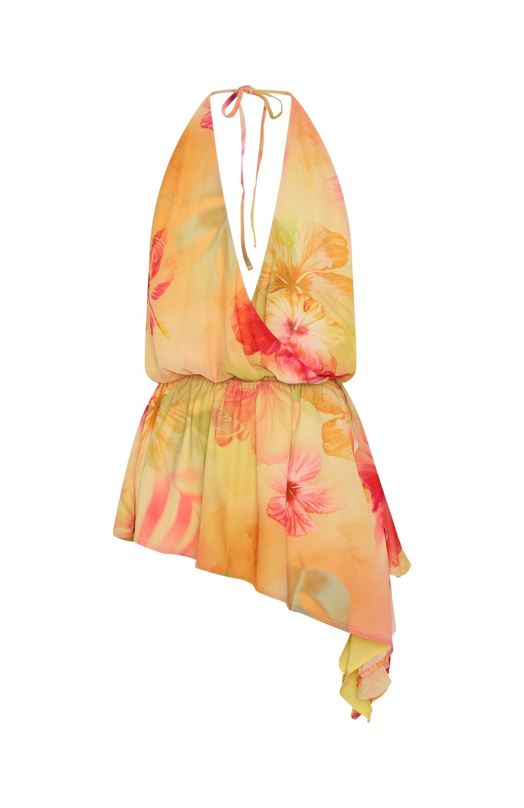 Time Of My Life Halter Mini Dress Tangerine Bloom